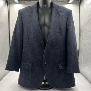 Vintage WFF by Farah 100% Wool tweed sports coat SZ 44L. Dark blue multi-colored